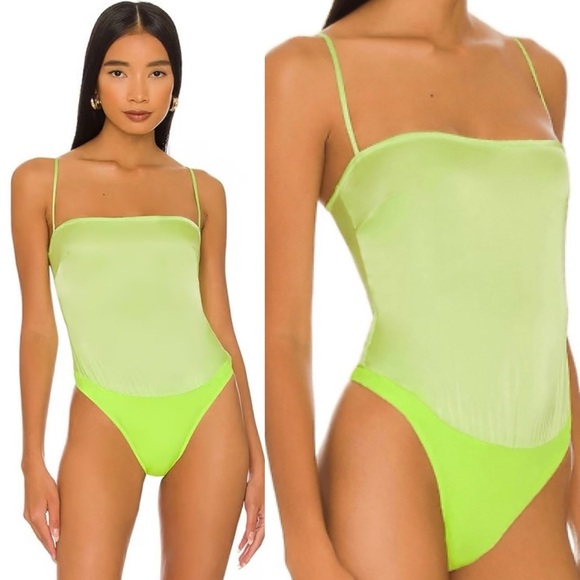 NWT WeWoreWhat Strapy Bodysuit in Sharp Green - Picture 1 of 5